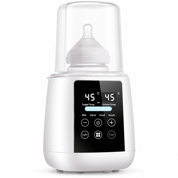 ICREOPRO 6-in-1 Baby Bottle Warmer, Fast Milk Warmer for Breast Milk and Formula with Digital Temperature Control, Defrost, Baby Food, Steam and Night Light, White