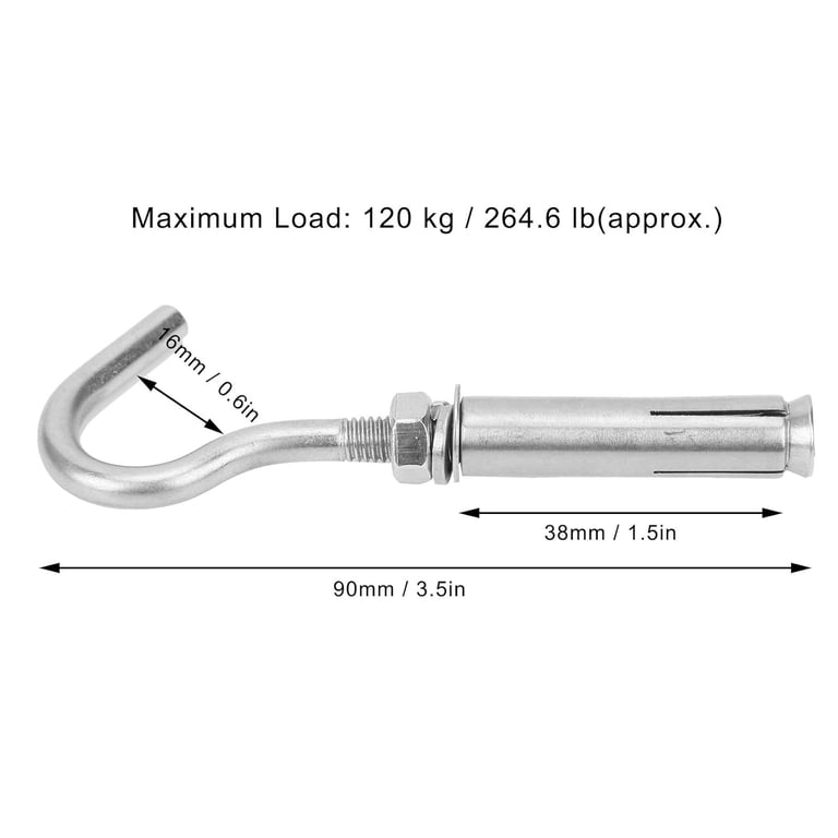 10Pcs Stainless Steel Expansion Screw Hooks M6 - Heavy Duty Wall Hooks For Concrete, Brick & Stone