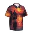 thumbnail image 2 of Balery Sunset River Western Cowboy Print Men's Hawaiian Shirts Short Sleeve Beach Shirt Relaxed Fit Vacation Button Down Shirts-3X-Large, 2 of 9