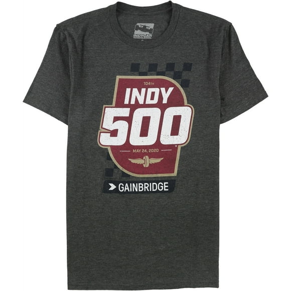 Camiseta gráfica INDY 500 Shield & Racecar para hombre, gris, grande