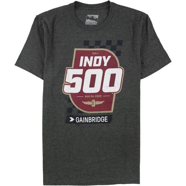 Camiseta gráfica INDY 500 Shield & Racecar para hombre, gris, grande