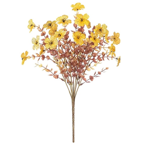 ZFSBZBS Artificial Outdoor Fall Violet Flowers,UV Resistant Faux Silk Plants,Colorful Autumn Decor for Front Door,Porch,Patio,Yard,Balcony,Yellow