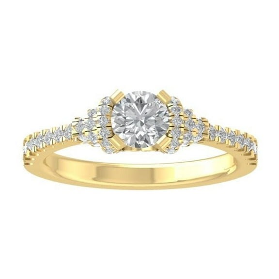 Araiya Fine Jewelry 14K Yellow Gold Round-shape Lab Grown Diamond Engagement Ring ( 1 2/5 cttw, D-F Color, VS Clarity) Size 10