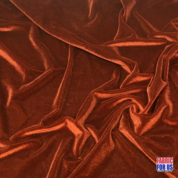 Solid Velvet Copper Soft & Stretch Fabric 58"/60" Wide By The Yard (FREE SHIP)