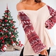 thumbnail image 3 of Suéter de Navidad con cuello en V, jersey de impresión de Papá Noel, ropa de mujer, señoras L Macarena Suéter tejido, 3 of 8