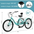 thumbnail image 3 of MOONCOOL Adult Tricycle Bike, Upgarded Wider 7 Speed 24 & 26-Inch Three Wheel Bike Cruise Trike, Low Step-Through with Backrest & Cargo Basket, 3 of 13