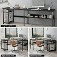 thumbnail image 6 of Homieasy Reversible L Shaped Desk with Magic Power Outlets and USB Charging Ports, Sturdy Corner Computer Desk with Storage Shelves, Gaming Table Home Office Desk, Easy to Assemble, Black, 6 of 8