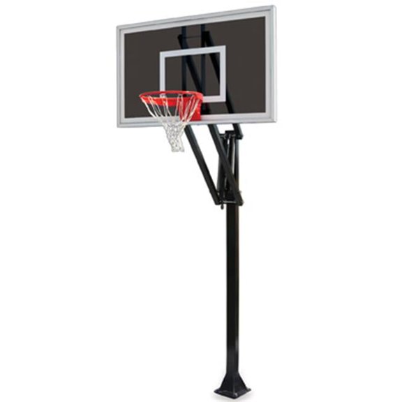 Vector Eclipse-BP Steel-Smoked Glass In Ground Adjustable Basketball System, Sienna Orange