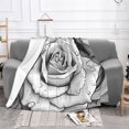 Black White Rose Warm Flannel Fleece Plush Soft Sofa Throw Blanket As