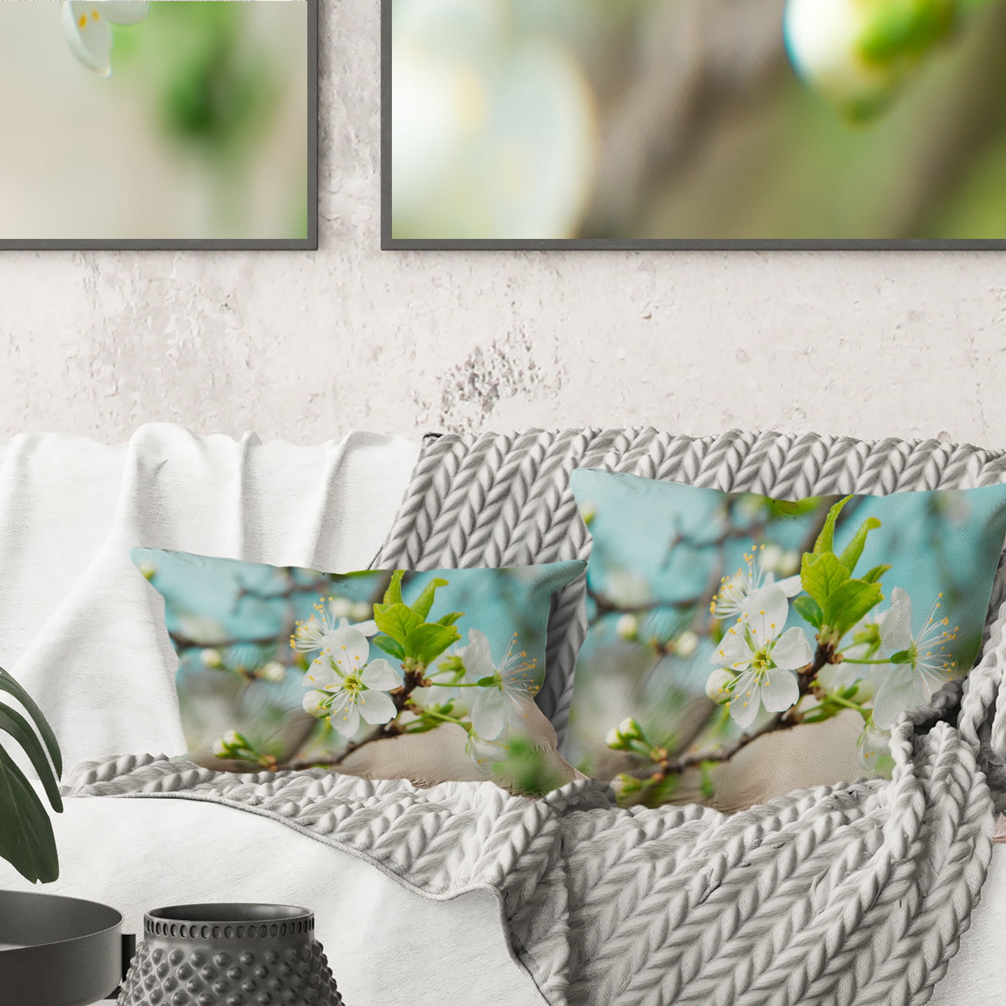 Designart Beautiful Cherry Blossom n Spring - Floral Throw Pillow - 16x16
