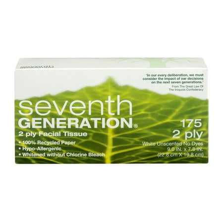 Seventh Generation 13712CT 100% Recycled Facial Tissue, 2-Ply, 175 per Box