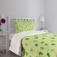 thumbnail image 5 of Ambesonne Irish Quilted Bedspread Set 2 Pcs, Checkered Retro Shamrocks, Twin Size, Multicolor, 5 of 6