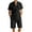 Black, variant on Xzbqbs Mens 2 Pieces Linen Set Casual Henley Shirts Short Sleeve Matching Elastic Waist Drawstring Shorts Summer Beach Yoga Outfits