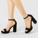 thumbnail image 2 of Sandalias De Alto Talón Grueso Correa De Tobillo Con Plataforma Para Mujer Negro 39, 2 of 7