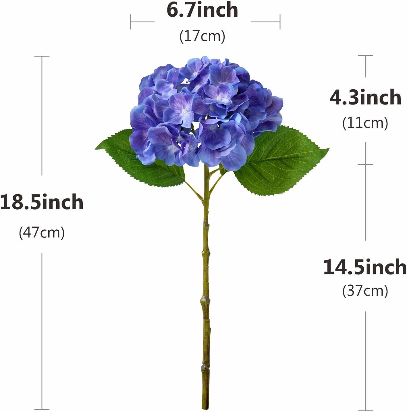 5pcs 18.5 Inch Realistic Hydrangea Artificial Flowers Faux Fake Silk Hydrangea Flowers with Stems for Bouquet Wedding Home Party Outdoor Centerpieces Decoration (Purple)