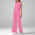 thumbnail image 2 of BLOCLOALO 2 Piece Lounge Set Sleeveless Tops Fashion Solid Color Women's Half Summer Half High Neck Trousers Two Set Tunic Tops Sweatpants and Sweatshirt Set Soft Lounge Sets for Women B L, 2 of 5