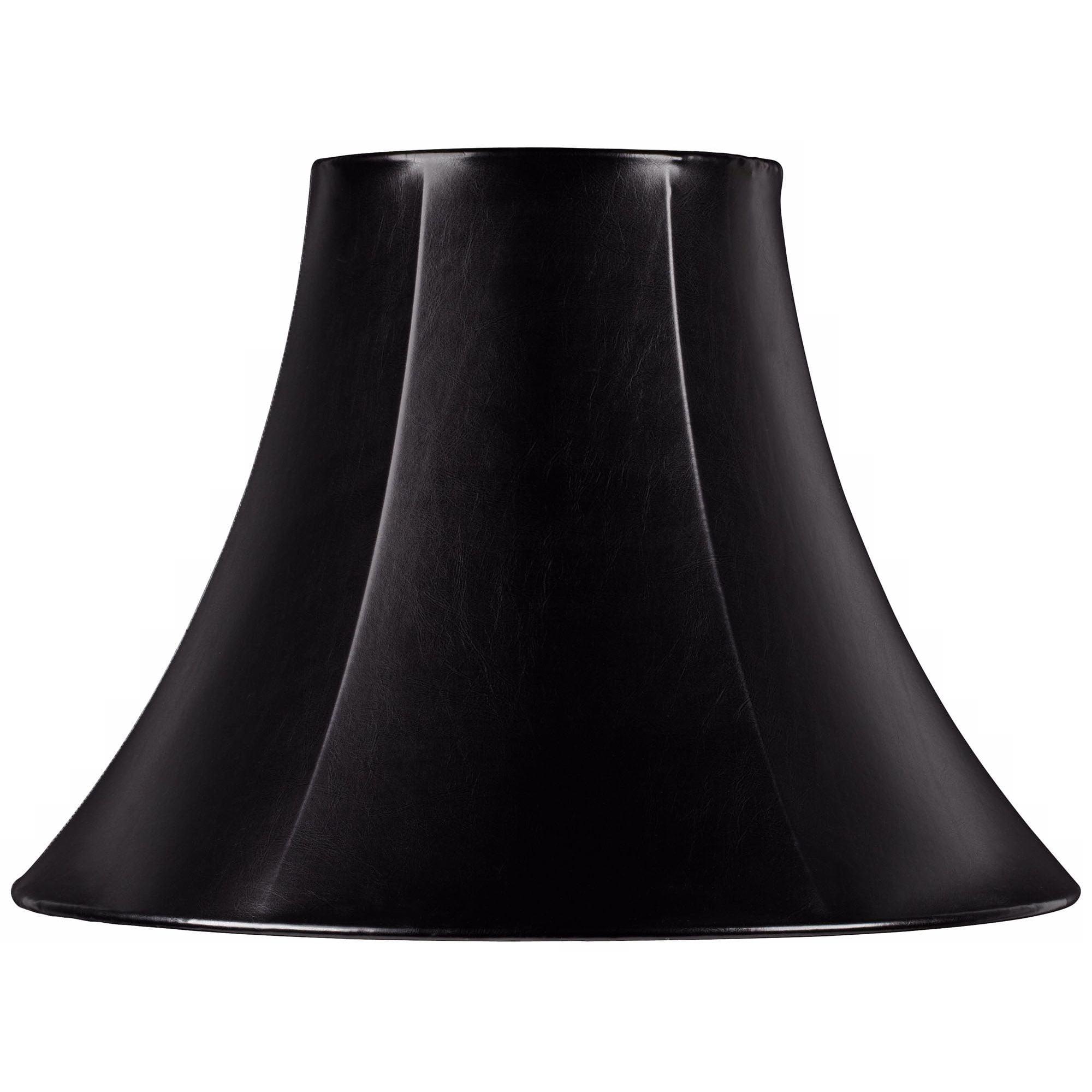 Springcrest Black Faux Leatherette Medium Bell Lamp Shade 7' Top x 16' Bottom x 12' Slant x 11.5' High (Spider) Replacement with Harp and Finial