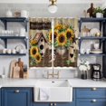 thumbnail image 2 of Curtains 84 Inches Long 2 Panels, Farmhouse Sunflowers Grommets Window Treatment Curtain, Western Star Vintage Sparrows Thermal Curtains Drapes for Living Room/Bathroom, 2 of 9
