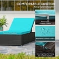 thumbnail image 4 of Turquoise 3-Piece Rattan Lounge Set with Side Table - Outdoor Patio Chaise Loungers & Cushions - Perfect for Deck, Poolside, or Backyard Relaxation, 4 of 7