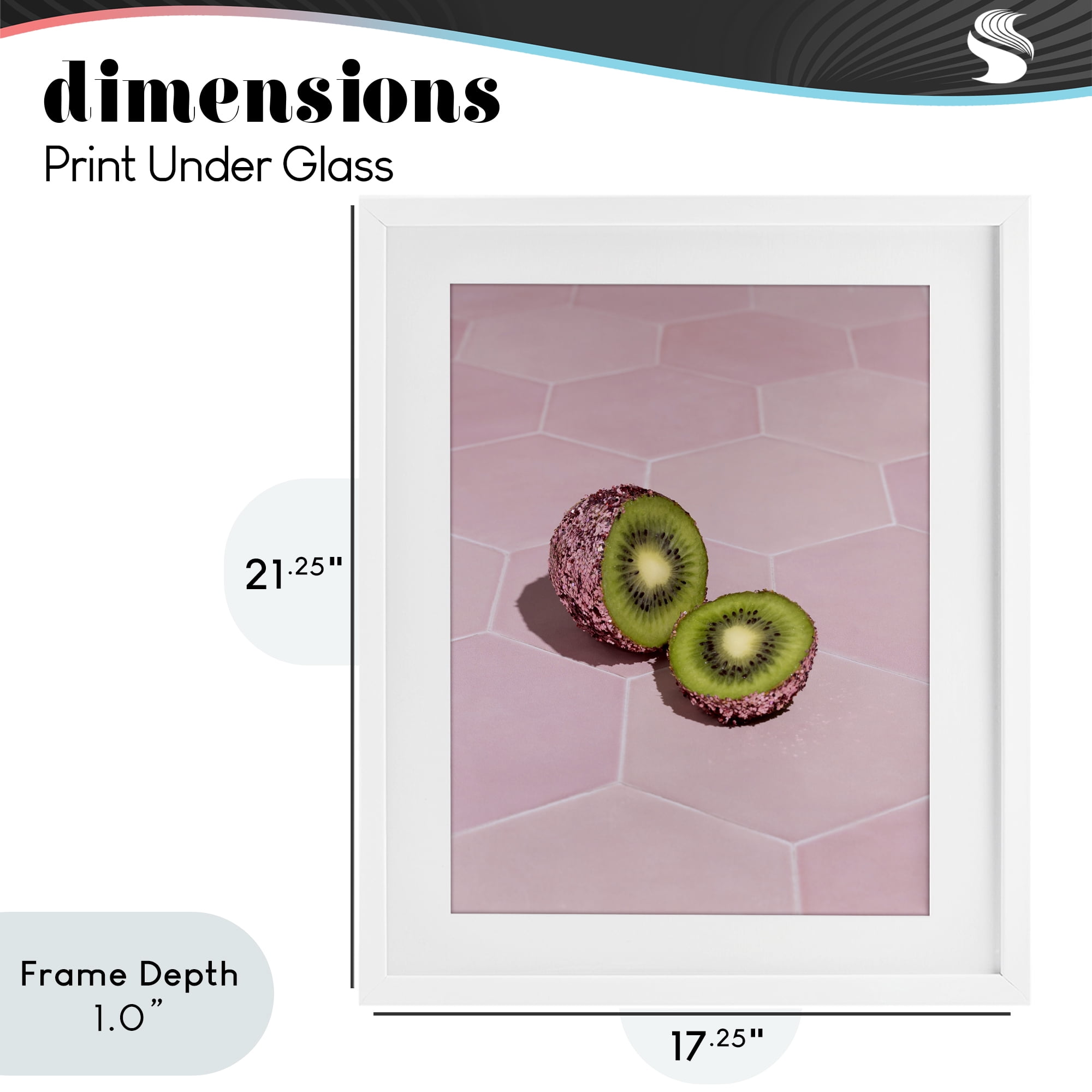 Stupell Industries Pink Glimmer Kiwi White Framed Print Under Glass, design by LISH Creative