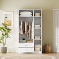 thumbnail image 2 of 3-Door Full-length Mirror Wardrobe, Armoire Storage Closet with 3 Top Cabinet and Hanging Rod for Bedroom, 2 of 14