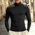 thumbnail image 2 of TOUMENY Men High Neck Top Long Sleeve Slim Fit Solid Casual Sweater Pullover Cotton Fashion Breathable Quick Dry Winter Sweater Black L, 2 of 6