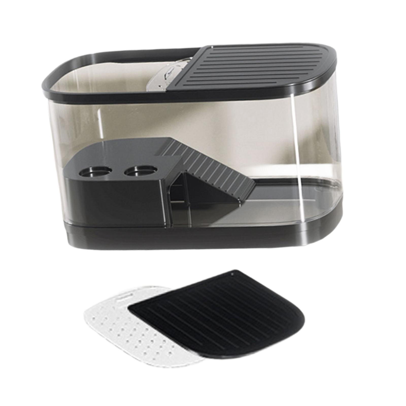 oshhni Turtle Tank with Covers with Platform for Bearded Dragon Terrapin Amphibians Black Medium