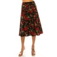 thumbnail image 3 of MOA COLLECTION Women's Floral Print A-Line Midi Skirt with Paneled Design and Banded Waist, 3 of 4