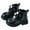 Black, variant on Girl Ankle Boots Lace Up Boots Platform Riding Boots Side Zipper Lug Sole Combat Boots Girls (Toddler/Little Kid/Big Kid),6.5