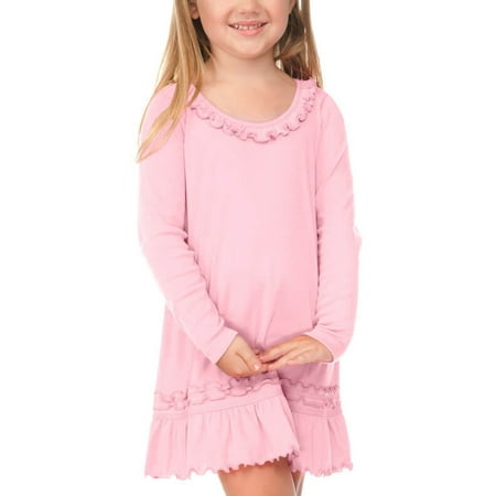Kavio! Little Girl 3-6X Sunflower Long Sleeve Dress Baby Pink