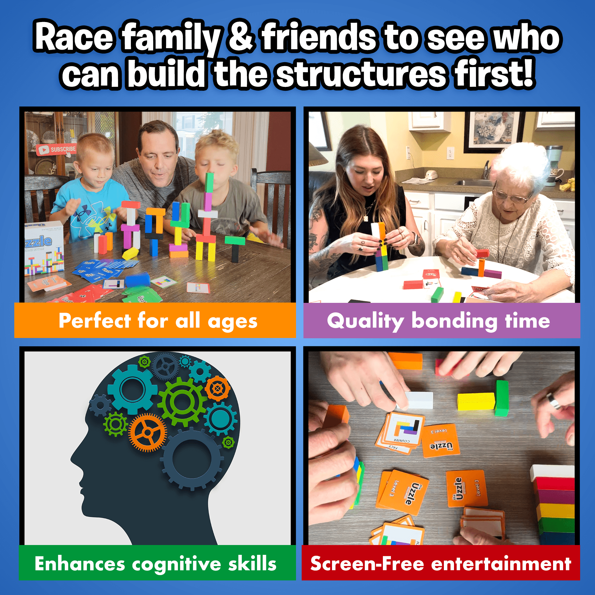 Stack Royale Board Game, Action Packed Fast & Fun Family Board Game, Suitable for Children & Adults, Color Block Puzzles Games, Family Card Games for Adults & Kids for Age 4+