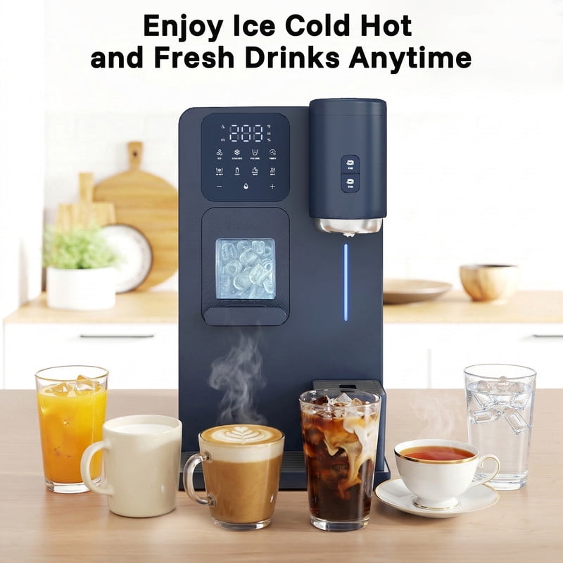 Etust 6-in-1 Water Dispenser with Ice Maker, K-Cup Compatible Coffee Brewer, Hot/Cold/Warm Water, Compact Countertop Appliance for Home & Office