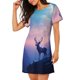 thumbnail image 2 of Fotbe Night Sky Elk Bata de Dormir para Mujer con Estampado, Camisón de Algodón de Manga Corta, Ropa de Dormir Casual, 2 of 6