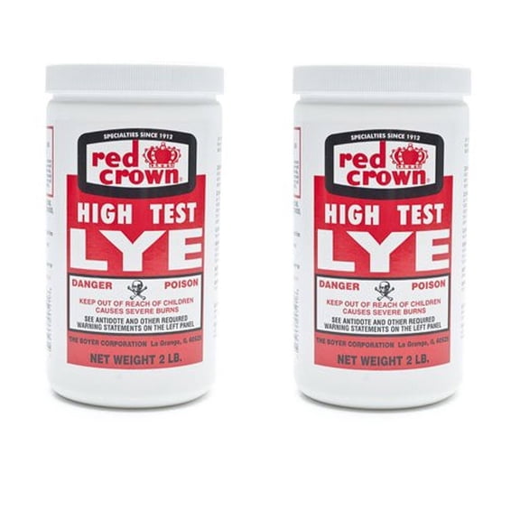 The Boyer Lye for Soap Making, Sodium Hydroxide Pure High Test Lye Food Grade, Caustic Soda, Drain Cleaner and Clog Remover, 2 Pack (2LB Each)