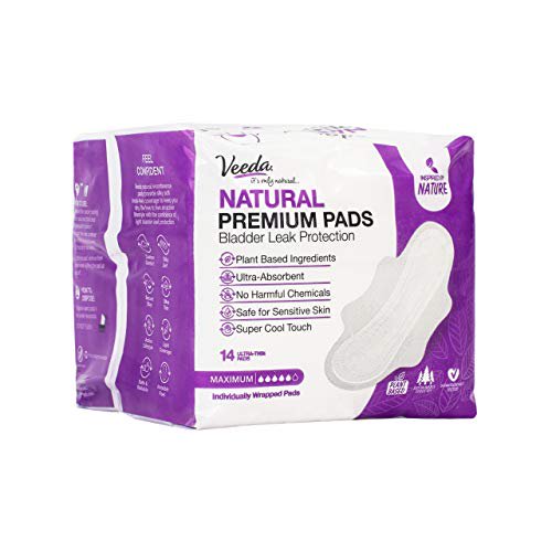 Veeda Natural Premium Incontinence Pads, for Bladder Leakage Protection