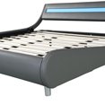 thumbnail image 3 of Royard Oaktree Wave-Like Curve Design Platform Bed Frame with LED Headboard King Size Faux Leather Upholstered Bed Modern Low Profile Bed Frame with Wooden Slats Support, Gray, 3 of 7