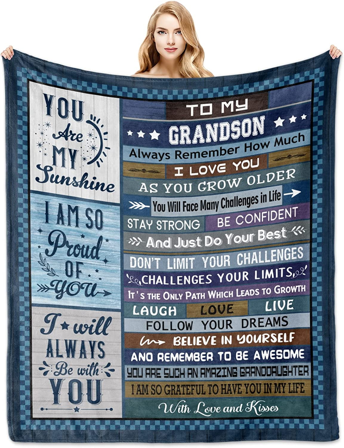 Grandson Gifts from Grandma, Grandson Blankets 60"x50", Adult Grandson