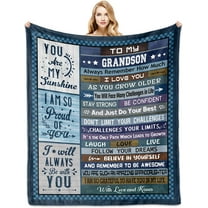 Grandson Gifts from Grandma, Grandson Blankets 60"x50", Adult Grandson Birthday Gifts from Grandparents, Grown Grandson Gifts Ideas for Graduation, Fathers Day, Christmas, To My Grandson Throw Blanket