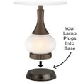 thumbnail image 3 of 360 Lighting Mid Century Modern Table Lamp with USB and AC Power Outlet Workstation Charging Base 30" Tall White Ceramic Drum Shade Bedroom, 3 of 8