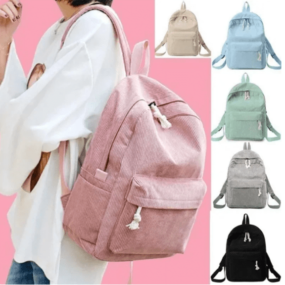 ATJIA School Backpack Large Corduroy Backpack Lightweight 17 inch Laptop Bag for Casual High School College