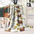 thumbnail image 2 of Highland Cow Sunflower Cow Pattern Blanket,Comfortable Soft Flannel Throw Blanket,All Season,Warm Lightweight Blankets for Sofa Bed Couch Living Room Chair,60"x80", 2 of 4