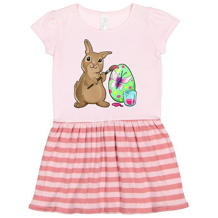 

Inktastic Cute Brown Easter Bunny Painting Egg Gift Toddler Girl Dress
