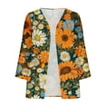 thumbnail image 4 of SELONE Cute Cardigans for Women 3/4 Sleeve Plus Size Regular Open Front Cardigans Without Hoodie Sunflower Lightweight Beach Vacation Wear Orange 3XL, 4 of 5