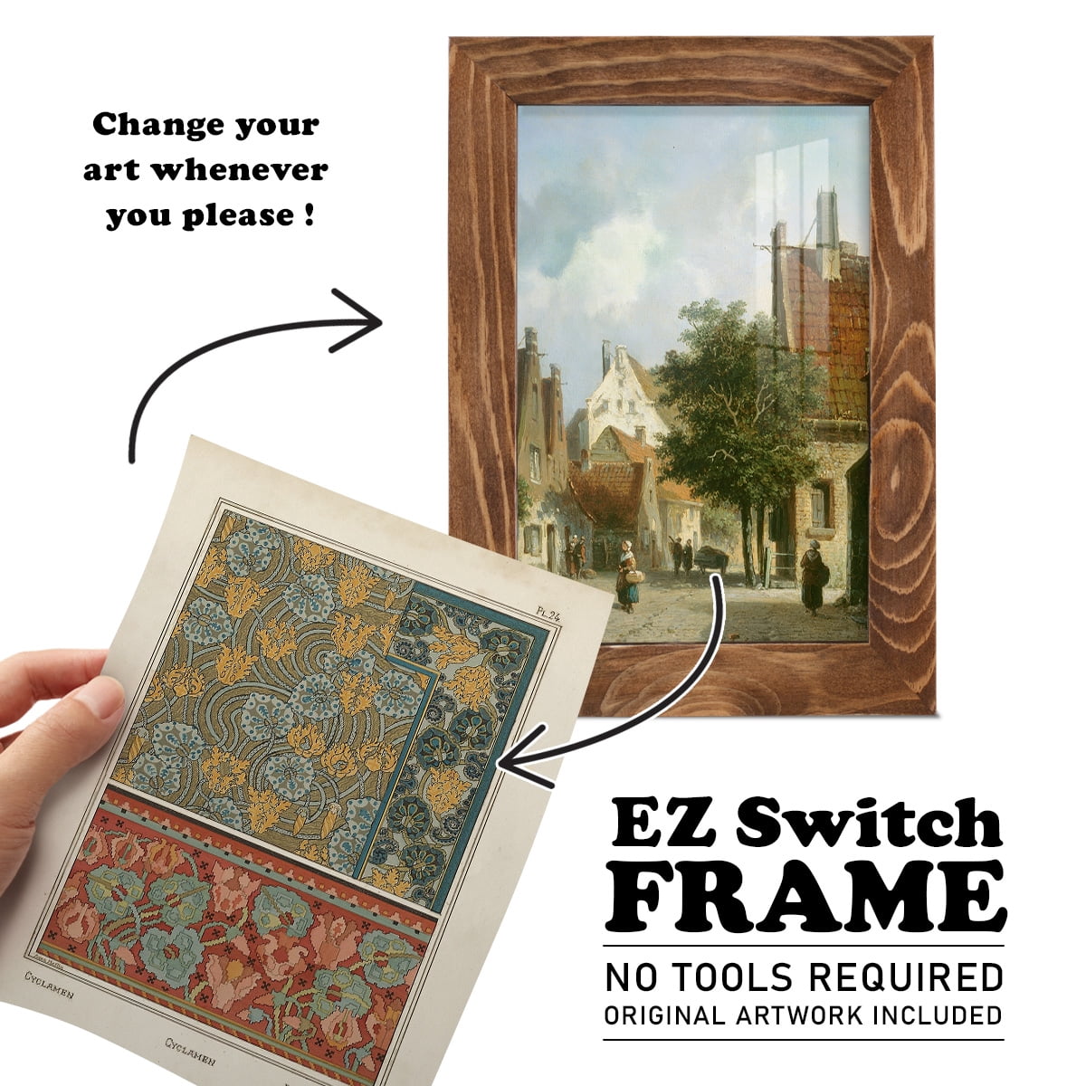Nouveau Decorative I - Framed Print w/glass - Walnut