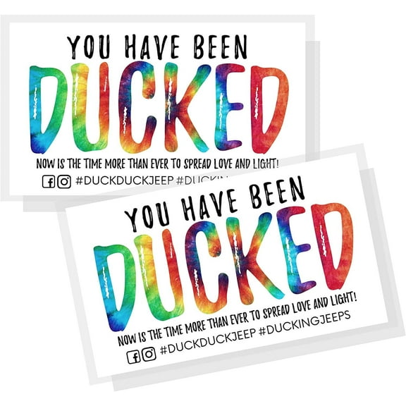 Crafters Cup You've Been Ducked Card 50 Pack Duck Duck Tag 3.5 x 2In Business Card Size Tie Dye 'Ducked' Design