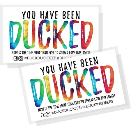 Crafters Cup You've Been Ducked Card 50 Pack Duck Duck Tag 3.5 x 2In Business Card Size Tie Dye 'Ducked' Design