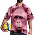 thumbnail image 4 of Pink Monkey Gorilla Men's Short Sleeve Printed Poplin Shirt with Spread Collar Tops - Casual Button Down Summer Beach Shirt for Men and Women, 4 of 6