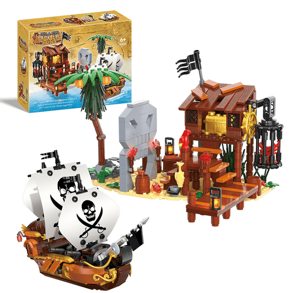 Remocguys Pirates Building Sets Compatible with Lego Ship with Boat & Island House for Adults Boy 726PCS