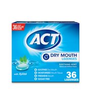 ACT Dry Mouth Lozenges SSF20 with Xylitol, Soothing Mint, 36 Lozenges
