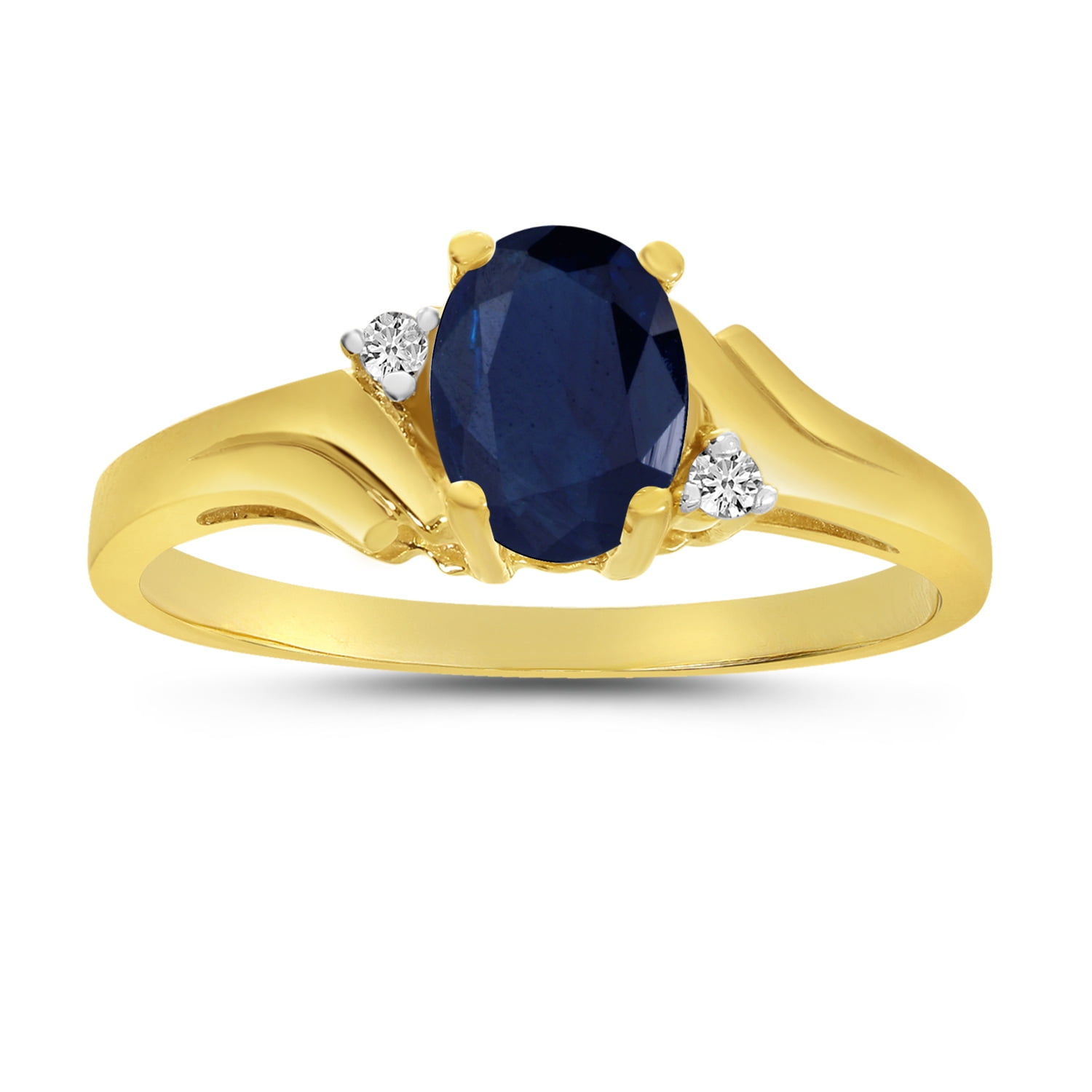 10k Yellow Gold Oval Sapphire And Diamond Ring 